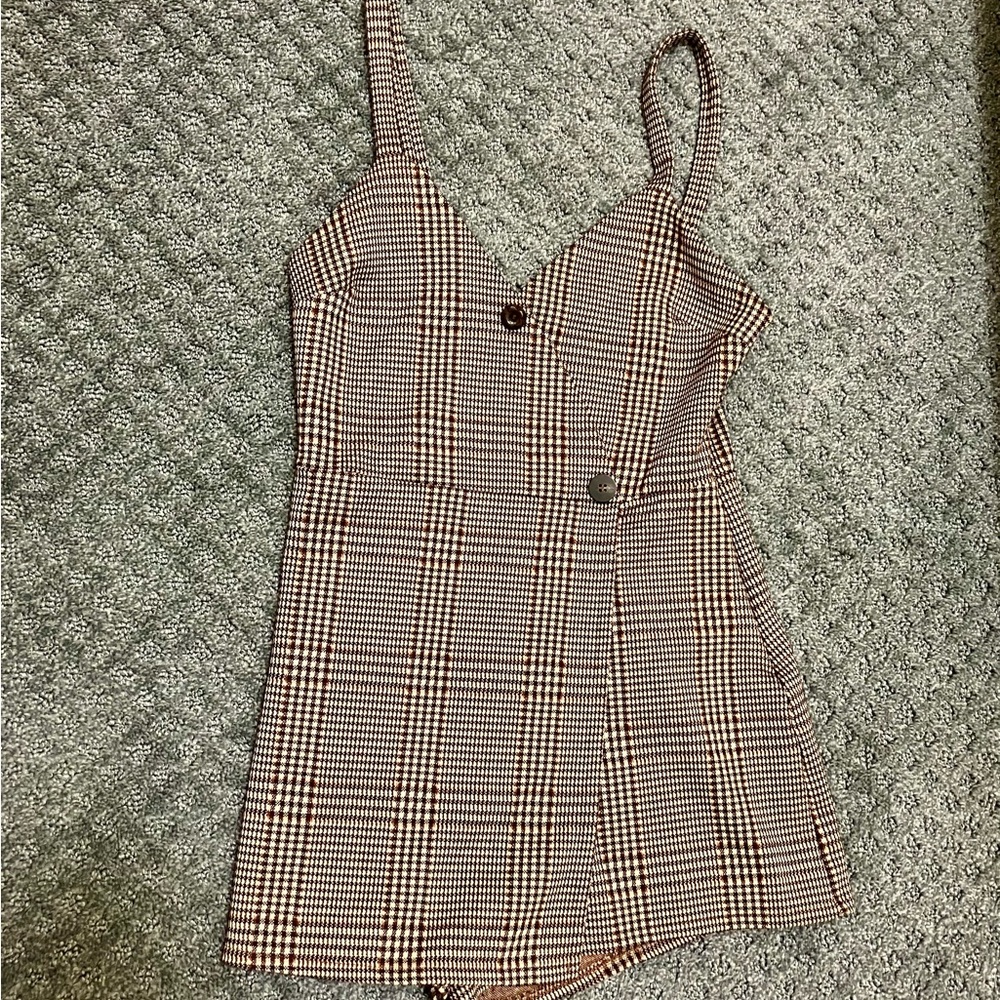 Pull&Bear Brown Checkered Romper